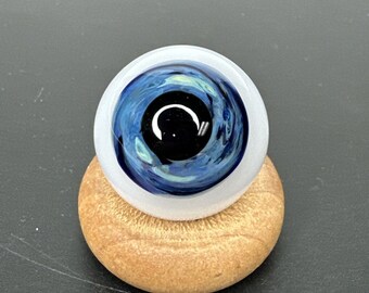 Contemporary Art Glass Eyeball Marble 1.09" Blue Eye, Handmade Borosilicate MIB, Glass Eye, Heady Borosilicate