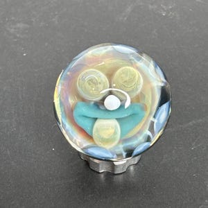 Handmade Contemporary Art Glass Marble 1.04" Two Face Implosion MIB Borosilicate