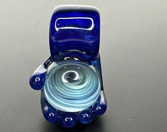 ハンドメイドのアートガラス、ホウケイ酸ガラスペンダント、ブルー