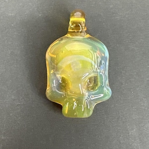 Handblown Art Glass Yellow Skull Pendant Heady Handmade Borosilicate Pendy Charm