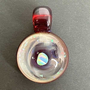 Handmade Art Glass Encased Opal Pendant Sparkling Crushed Opals Borosilicate