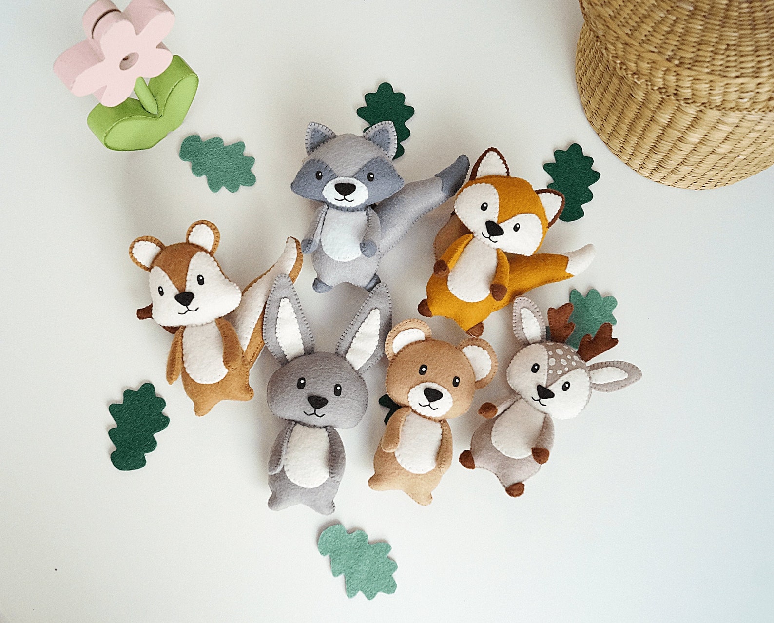 Woodland felt toys forest animals kids room decor fox bear Etsy
