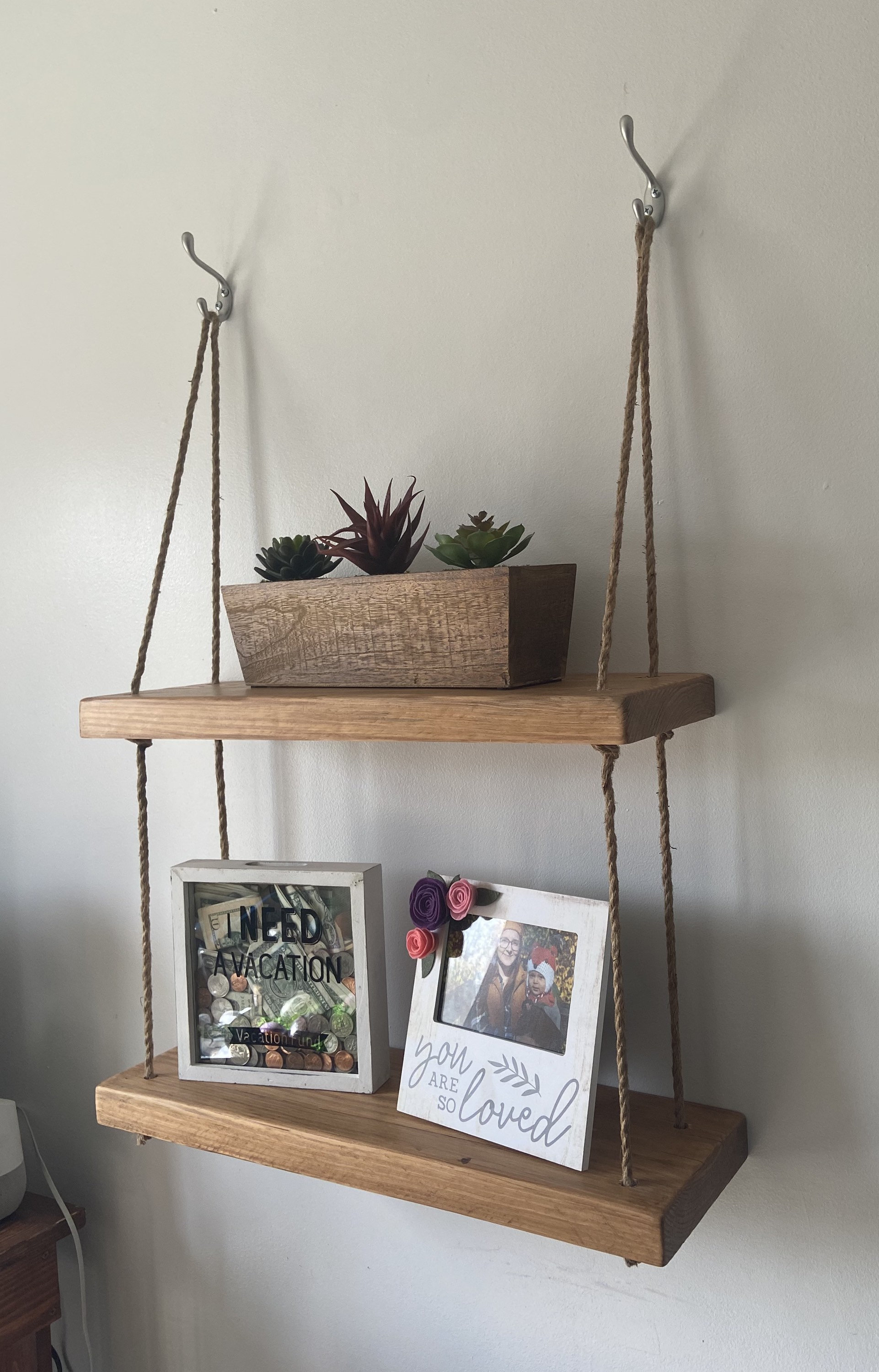 Two Tier Hanging Rope Shelf - Etsy UK