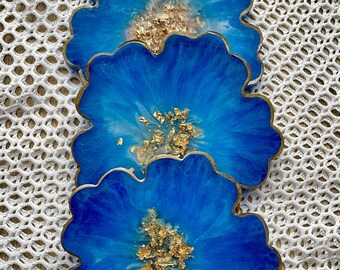 Blue Flower Shaped Coasters SALE