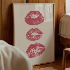 Pink Lips Wall Art: Retro Coquette Print (Digital Download)