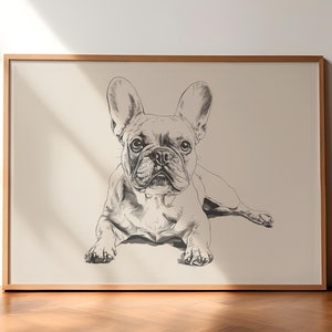 Funny French Bulldog Print, Dog Wall Art, Antique Vintage Painting, Dog Poster, Retro Dog Drawing, French Bulldog Illustration Wall Art