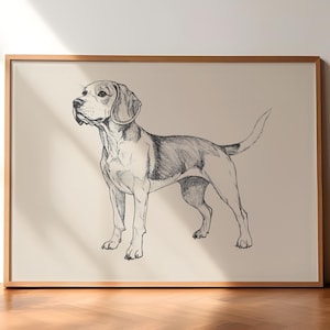 Beagle vintage print, Dog wall art, Antique vintage painting, Farmhouse wall art, Country wall art, Dog drawing, Retro dog print, Beagle art