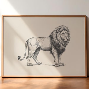 Löwe Vintage Druck, Safari Tierdrucke, Löwe Wandkunst, Löwe Zeichnung, Kinderzimmer Druck, Kinderzimmer Wanddeko, Löwe Illustration, Löwe Poster Kunst