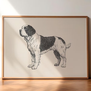 Saint Bernard Vintage Dog Print: Farmhouse Wall Art (Digital Download)