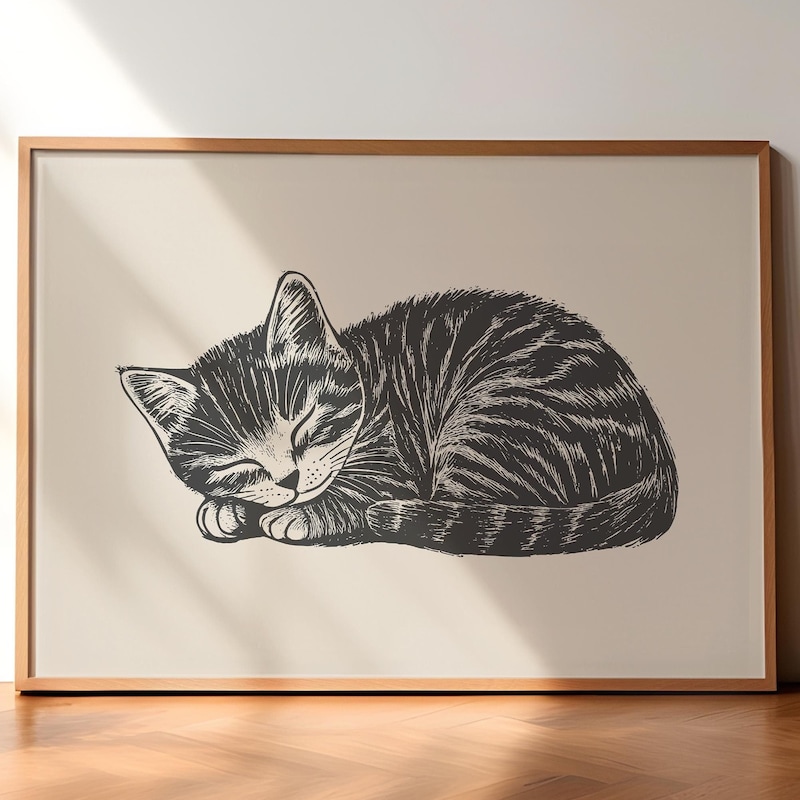 Vintage Cat Print - Etsy