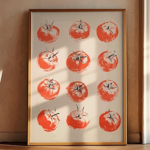 Tomato Print, Tomatoes Wall Art, Kitchen Poster, Trendy Tomato Food Art, Farmhouse Kitchen Art Drawing, Eclectic Kitchen, Retro Kitchen Art