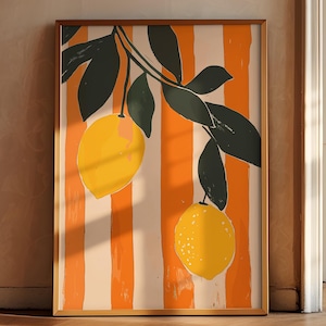 Farmhouse Kitchen Art Painting, Cute Lemon Poster, Lemons Wall Art, Kitchen Prints, Trendy Food Art, Retro Kitchen Art, Fruit Wall Art Decor