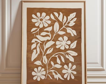 Terracotta Floral Print: Burnt Orange Abstract Art Nouveau (Digital Download)