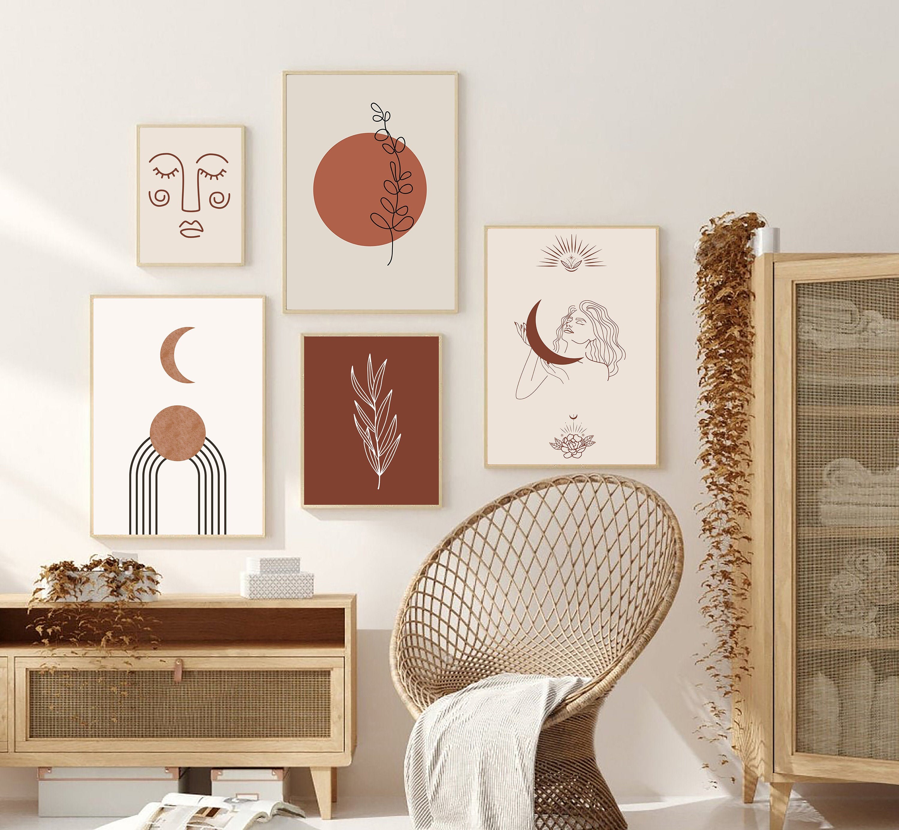 Terracotta Wall Art Boho Gallery Boho Prints Set of 5 Color Etsy