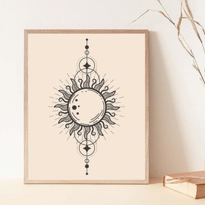 Abstract sun print, Mid Century modern print, Large print, Boho print, Sun boho print, Sun printable, Minimalist prints, Boho decorations