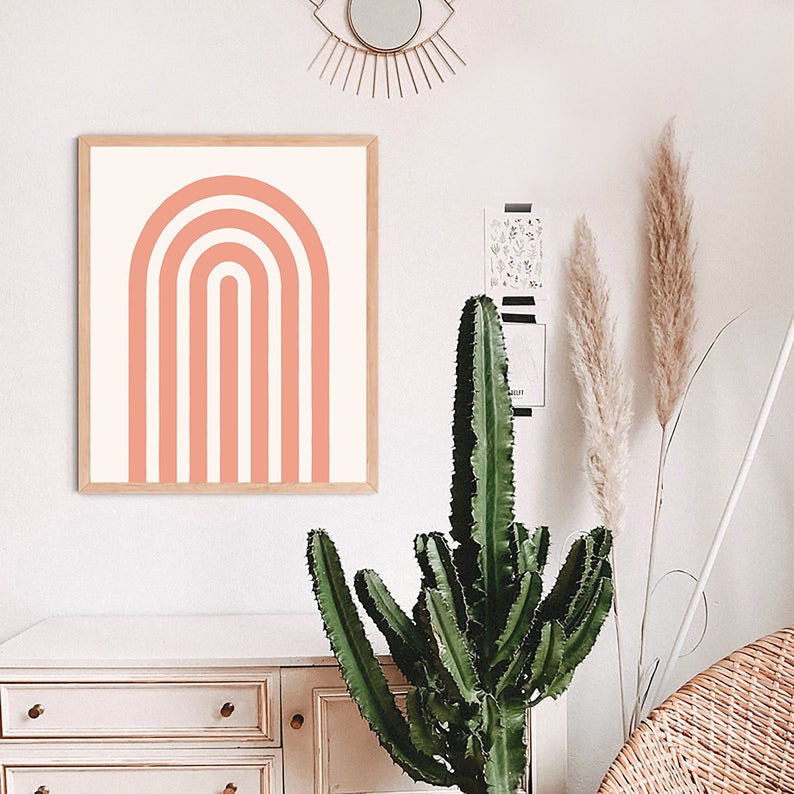 Boho decor Abstract rainbow art Minimalist wall art Abstract rainbow illustration Print digital Boho gallery Rainbow abstract print