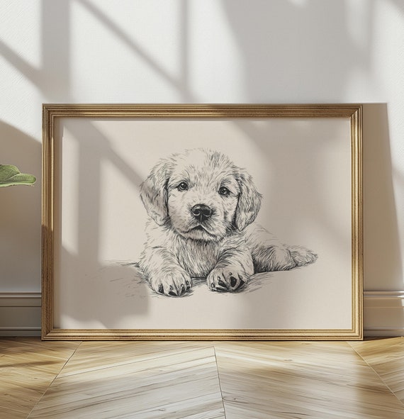 美術品・アンティーク・コレクション ゴールデンレトリバー 子犬