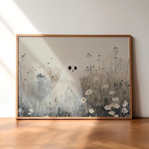 Vintage Ghost Art, Ghost Vintage Print, Autumn Decor, Ghost Wall Art, Halloween Print, Halloween Wall Decor, Spooky Print, Halloween Drawing