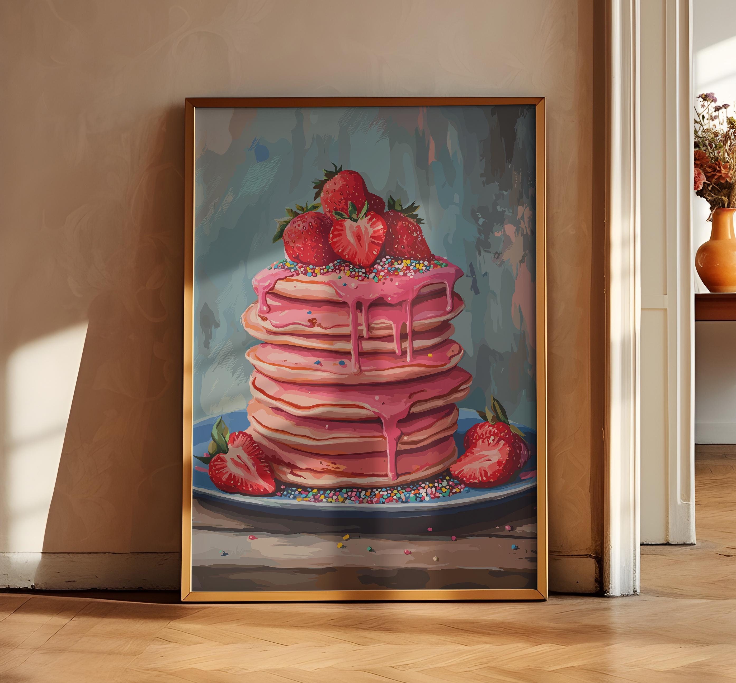 Trendy Pancakes Print, Pancakes Wall Art, Pancakes Wall Decor, Kitchen Poster, Farmhouse Kitchen Art, Eclectic Kitchen, Retro Kitchen Print