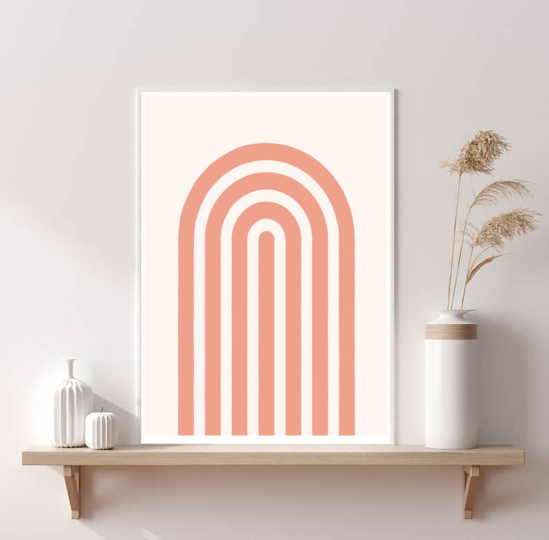 Boho decor Abstract rainbow art Minimalist wall art Abstract rainbow illustration Print digital Boho gallery Rainbow abstract print