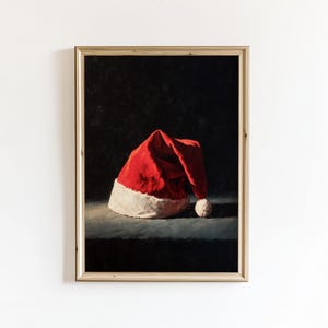 Vintage Santa Hat Print: Retro Christmas Still Life (Digital Download)