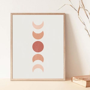 Boho neutral print, Abstract moon print, Moon phases print, Moon abstract digital print, Moon boho print, Boho print digital, Moon boho art