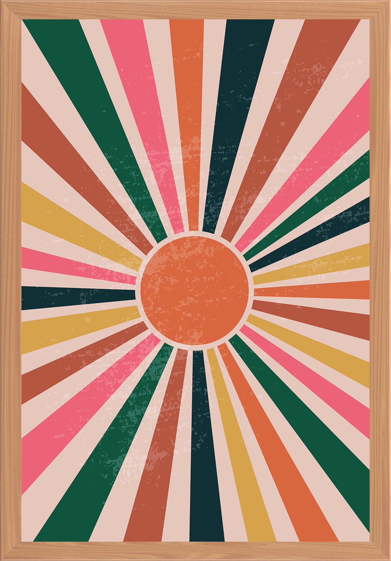 Boho rising sun print Boho wall art Mid Century abstract | Etsy