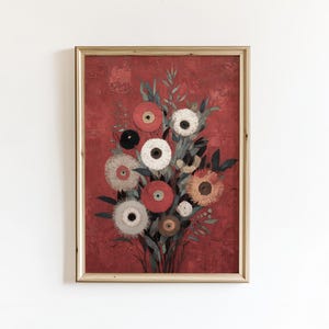 Antique Botanical Wall Art, Abstract Floral Bouquet Poster, Vintage Victorian Painting, Cottagecore Retro Print, Wildflower Bedroom Decor