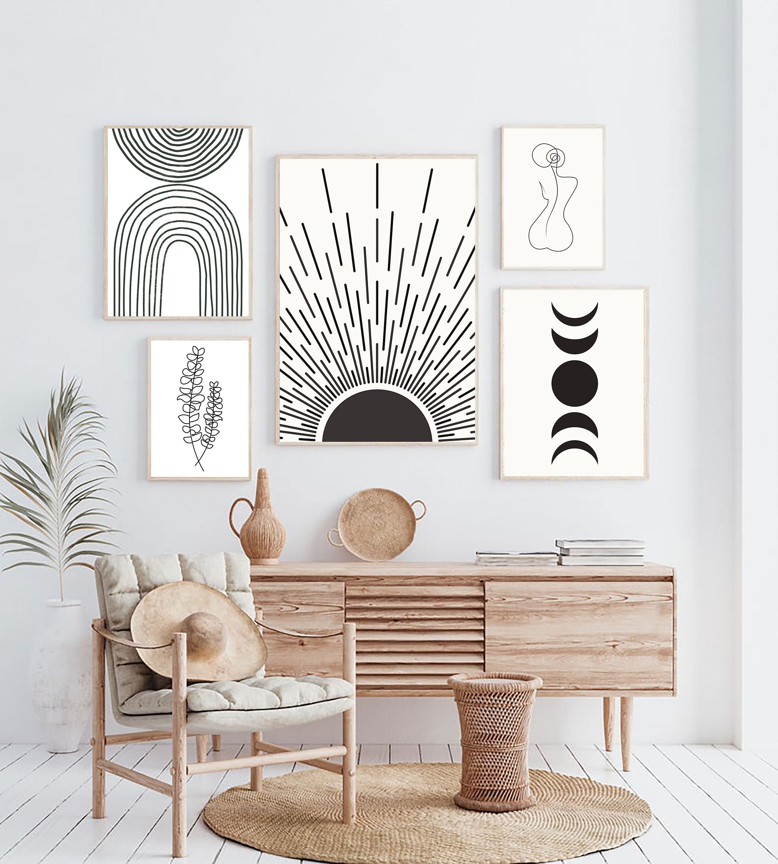 Black and white wall art Gallery wall set Abstract prints | Etsy