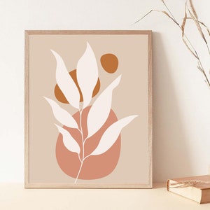 Leaf print, Botanical boho prints, Neutral art, Modern abstract print, Rustic art, Boho gallery, Boho poster, Modern art print, Leaf art