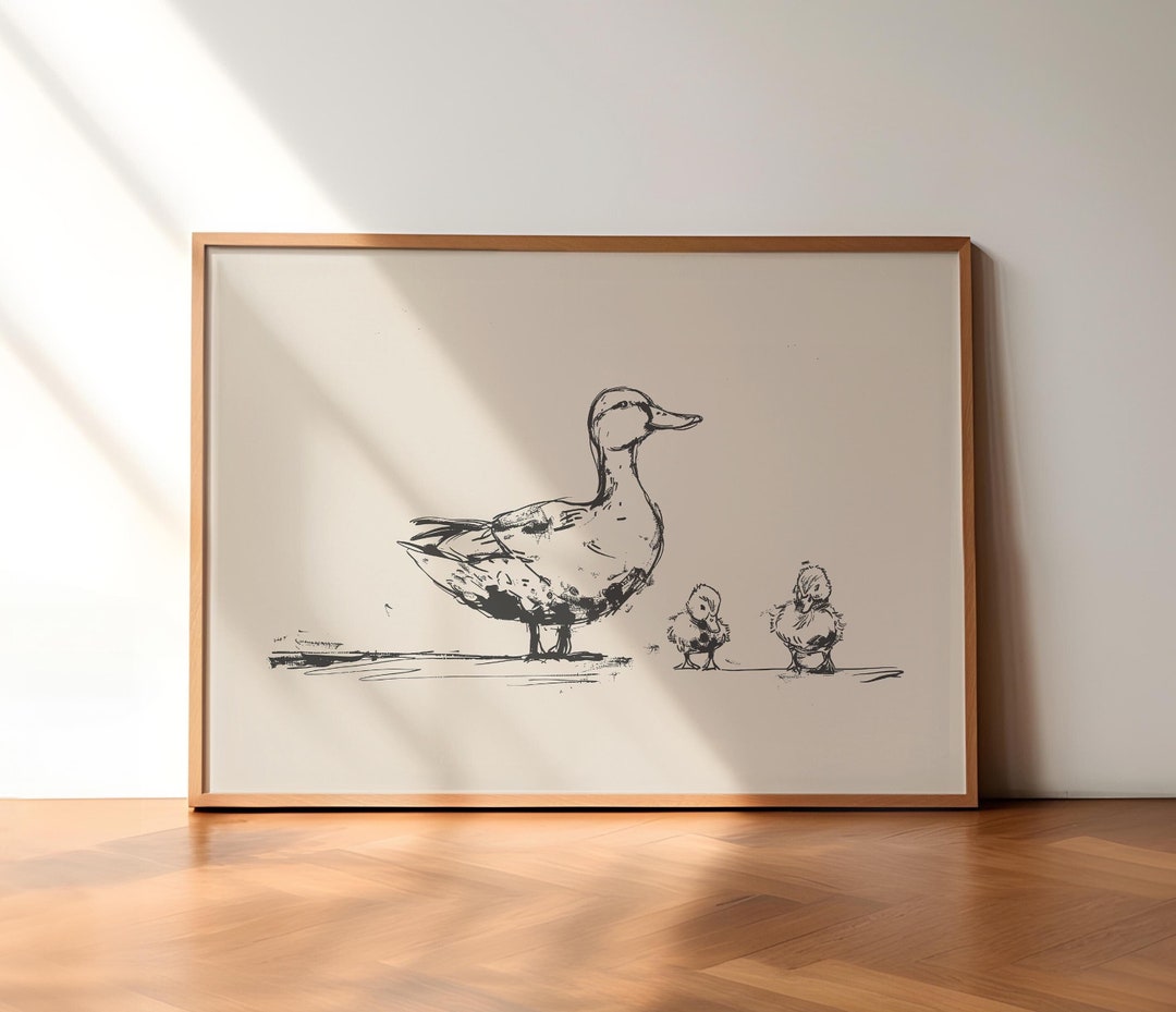 Duck Drawing Art, Duck Vintage Sketch, Duck Wall Art, Duck Vintage ...