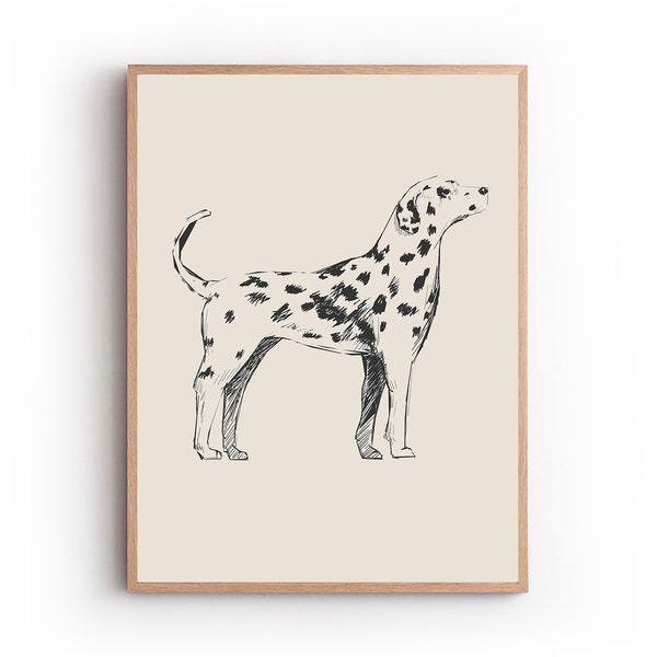 Dog vintage print, Dalmatian dog wall art, Antique vintage painting, Farmhouse wall decor, Country wall art, Dog drawing, Farmhouse print