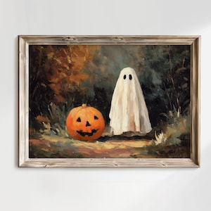 Vintage Ghost in Forest Print: Spooky Halloween Dark Academia Art (Digital Download)