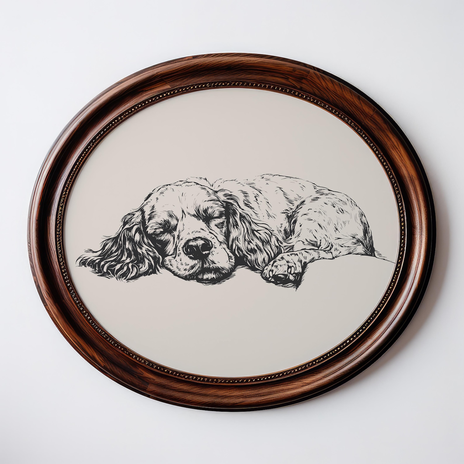 Cocker Spaniel Christmas Gift, Sleeping Dog Vintage Art, Dog Retro ...