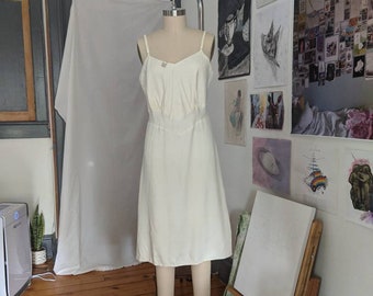Vintage New With Tags 1930s 1940s Bias Cut Soft White Cream Slip