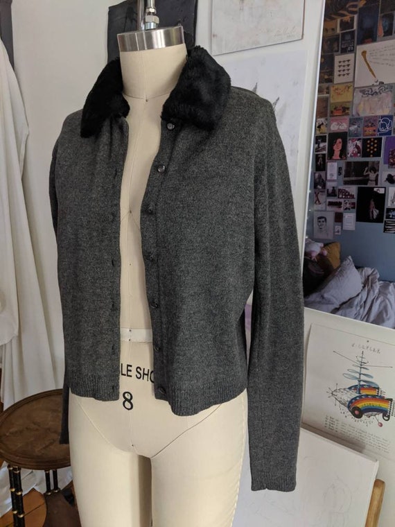 Vintage Gray Lambs Wool Cardigan , Free People's … - image 3