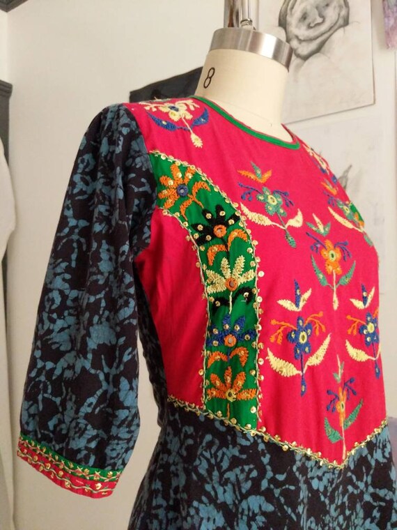 Vintage 1970's Indian Gypsy Boho Cotton Handmade … - image 7