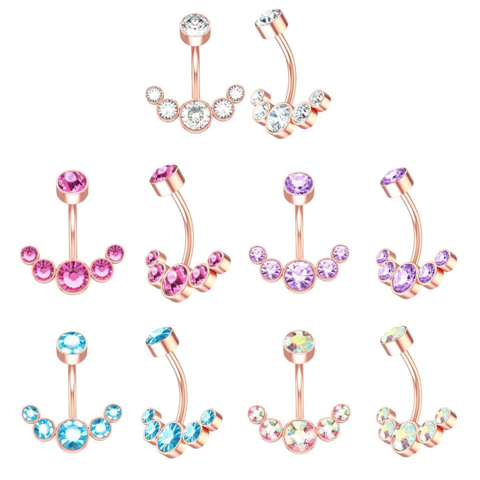 Dangle Belly Button Rings Surgical Steel Curved Navel Barbell Etsy