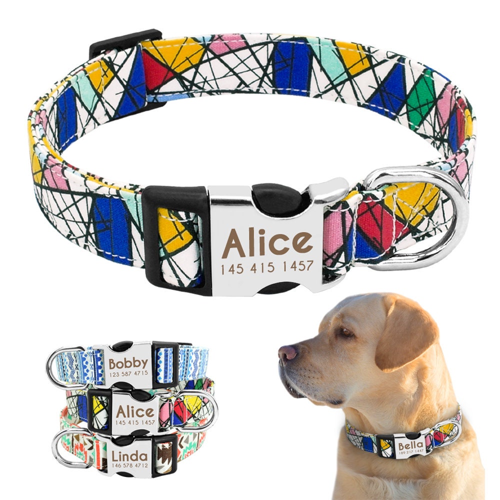 Personalized Reflective Dog Collar Pet Collar with Side Etsy