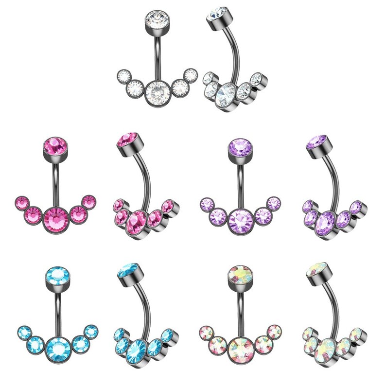 Dangle Belly Button Rings Surgical Steel Curved Navel Barbell Etsy