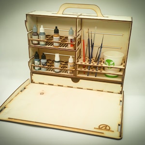 Estación de pintura portátil MEGA, estantes modulares y almacenamiento compatible con GW, Citadel, Model Master, Vallejo y Army Painter y DIY