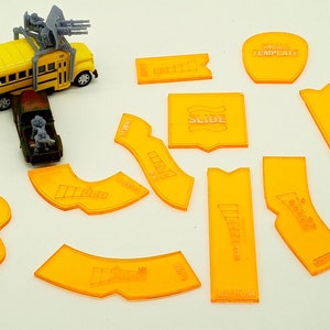Gaslands-manoeuvresjabloon en tokenset van ecologisch mdf of kleurrijk acryl