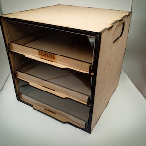 Colossus Storage with 3 Drawers for display or all major paint types, modular racks with see through dust proof acrylic protections DIY IKEA