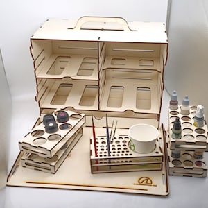 Estación de pintura portátil Beast, estantes modulares y almacenamiento compatible con GW, Citadel, Model Master Vallejo y paleta húmeda Army Painter DIY