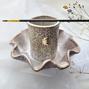 Ceramic Paint Water Cup two in one, Gift for Artists, Ceramic Watercolor Cup, Painter's Cup, Brush Holder, Art Cup for paints, rinse cup