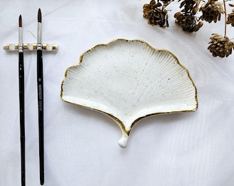 Palette de peinture aquarelle en céramique Ginkgo, cadeau pour artiste, palette d'aquarelle, matériel d'art, palette de peintre en porcelaine, palette en céramique