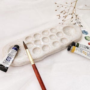 Yuki M2 Ceramic Watercolor Palette, Handmade Pottery Paint Palette, Artist Mixing Tray, Ceramic Palette for Watercolor, Wabi Sabi Art Gift