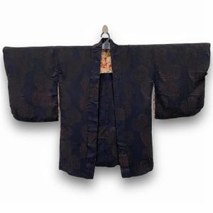 Vintage Haori Floral Noragi hanten Jinbei Embroidery Japanese Traditional Size M