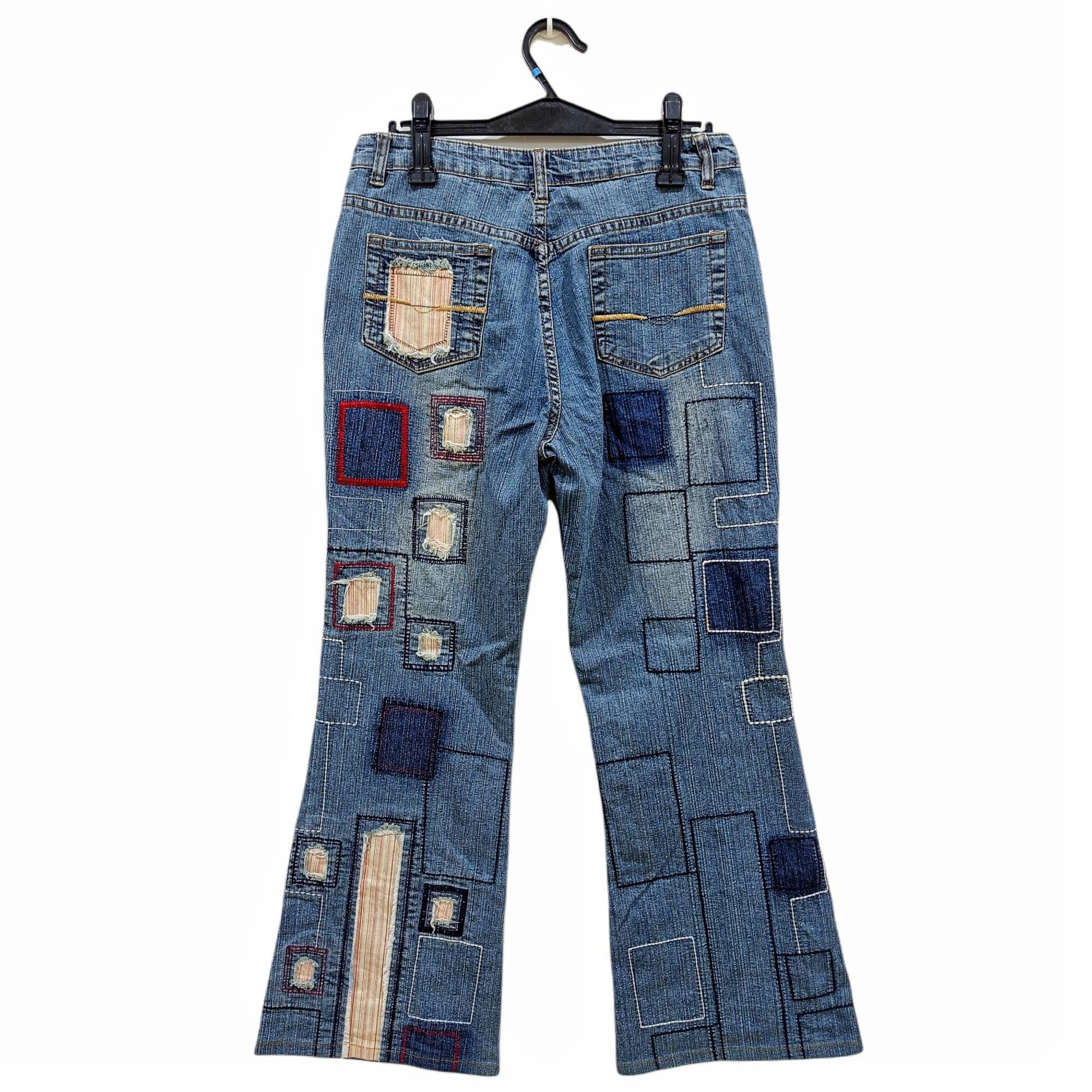 Vintage 90s Sashiko Japanese Made Jeans Streetwear Size W 30 X L 28.5 ...