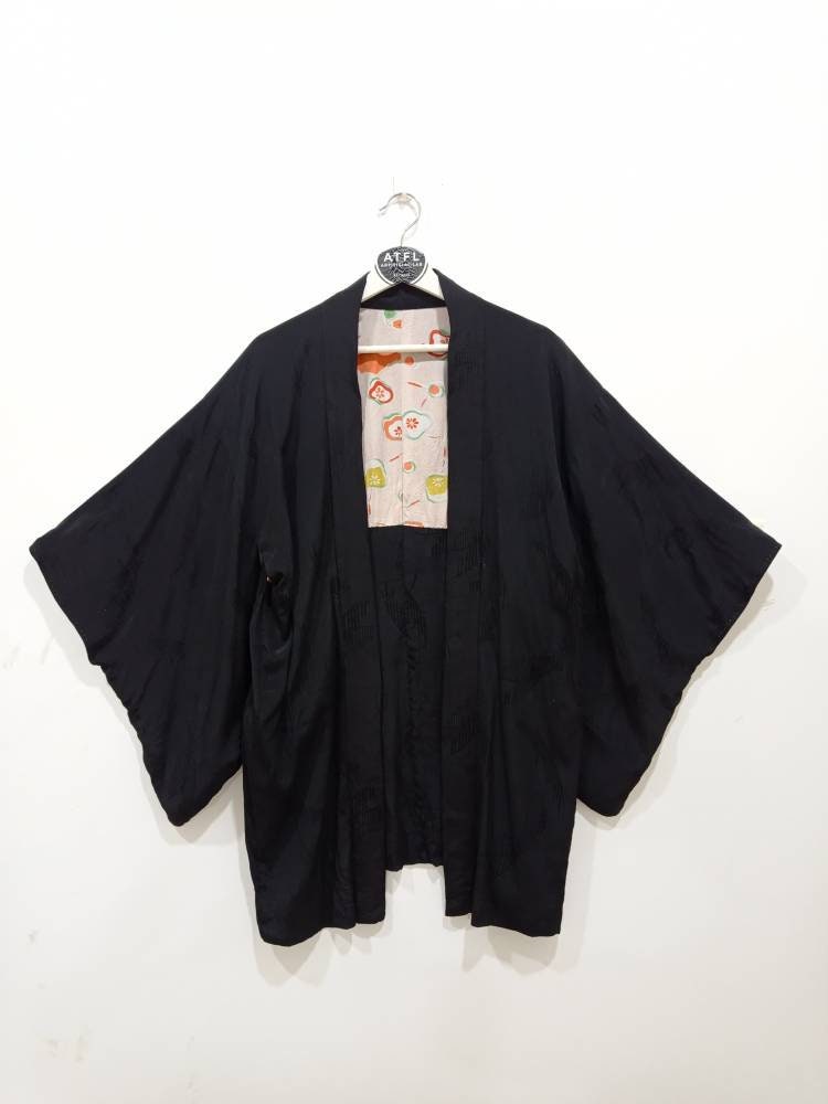 Vintage Geometric Pattern Kimono Haori Floral Noragi hanten | Etsy